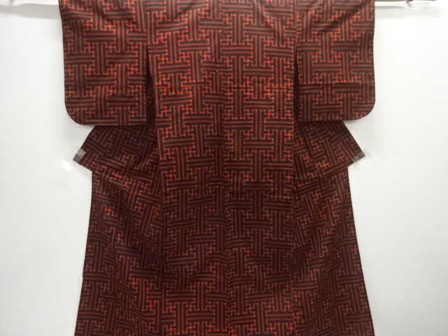 アンティーク　木綿本場久留米絣　紗綾形模様単衣着物